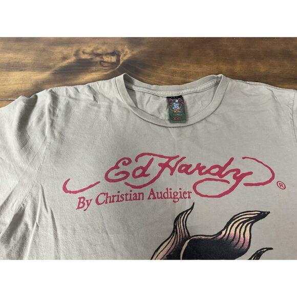 Ed Hardy Christian Audigier T Shirt XXL Dragon Graphic Green - Picture 3 of 10